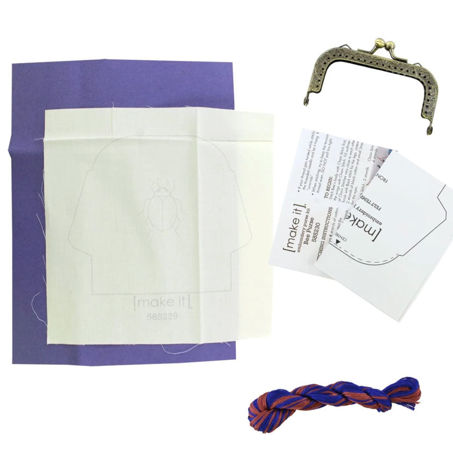 Embroidery purse kit bee