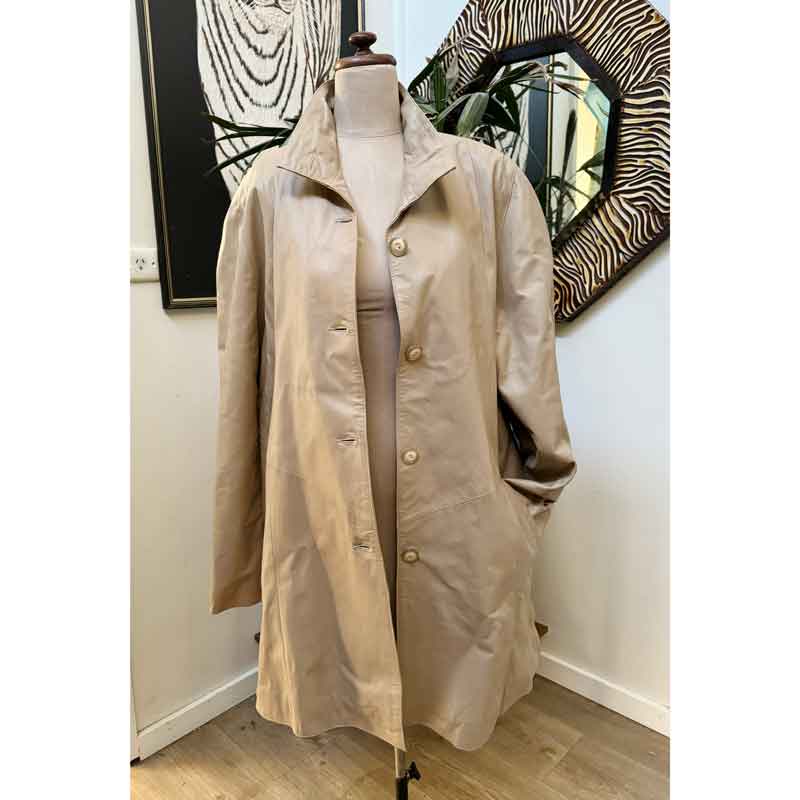 sz XL 42 beige leather coat