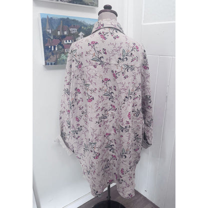 sz L plus linen cotton floral jacket