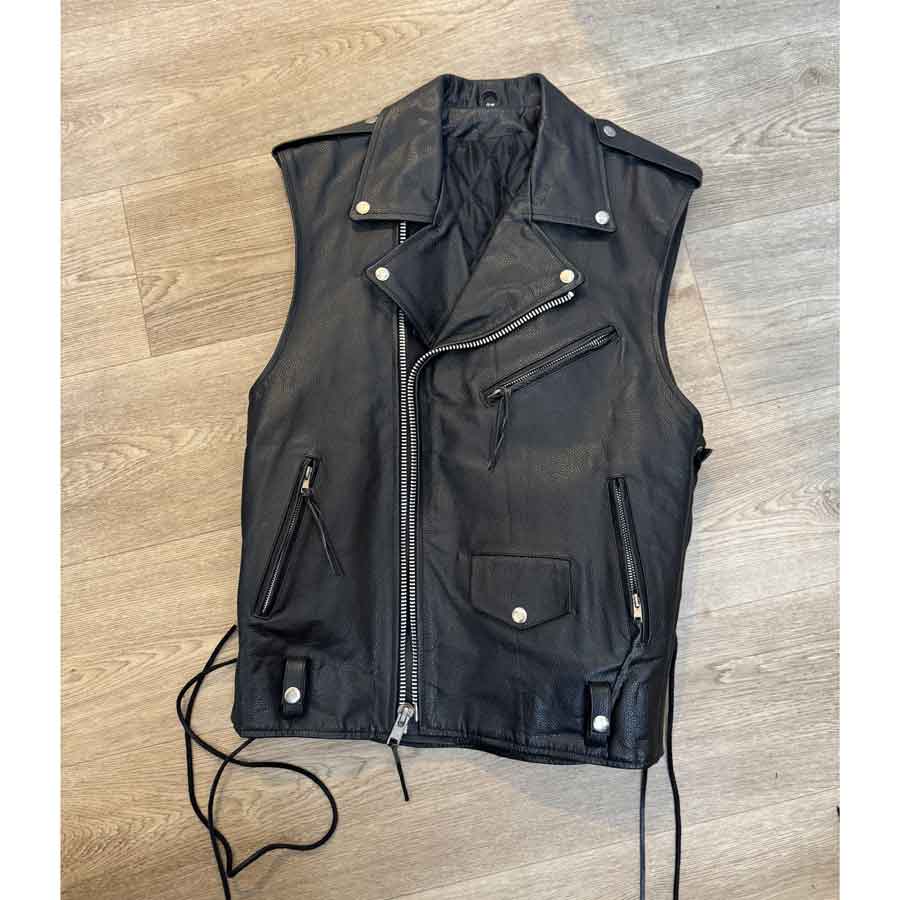 sz 48 heavy leather biker vest