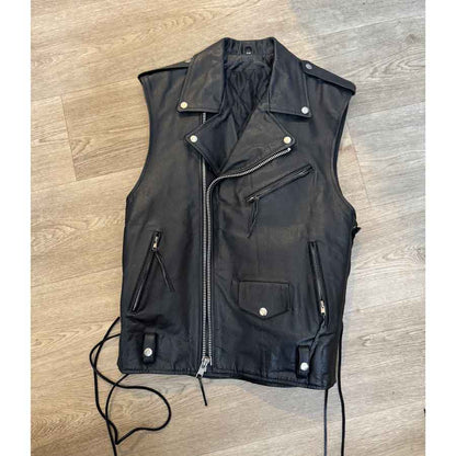 sz 48 heavy leather biker vest