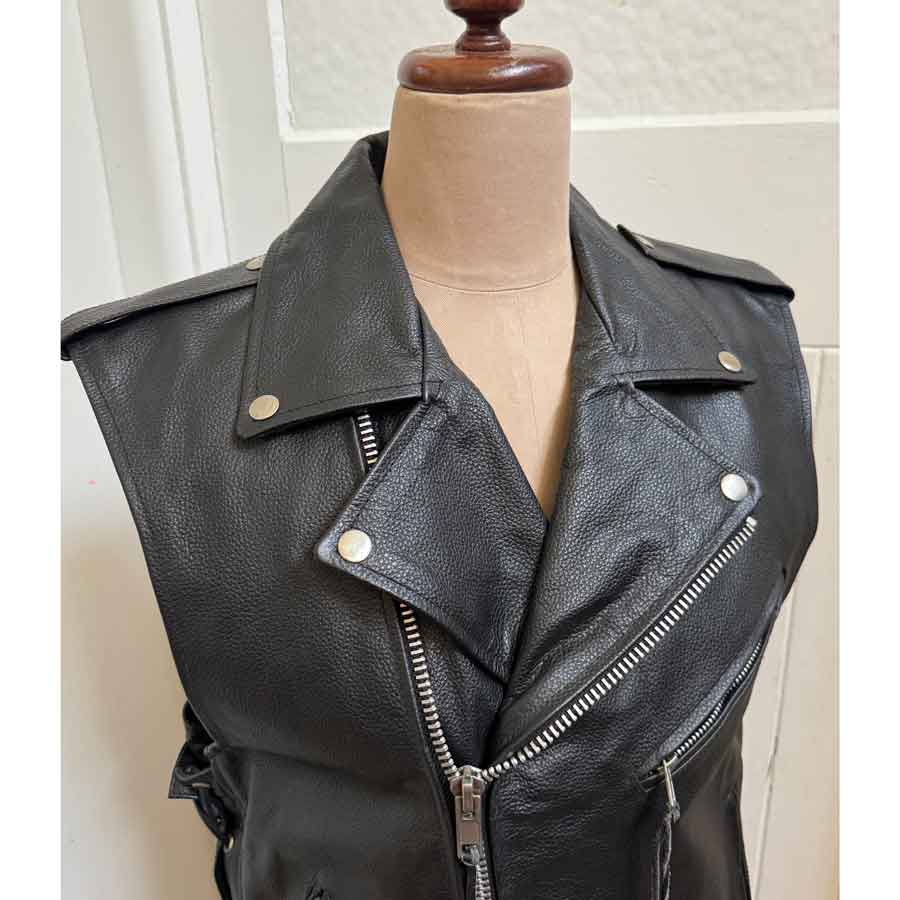 sz 48 heavy leather biker vest