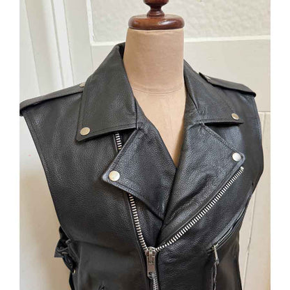 sz 48 heavy leather biker vest