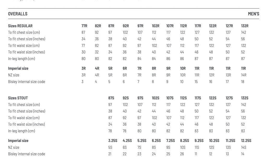sz 112S Bisley heart overalls