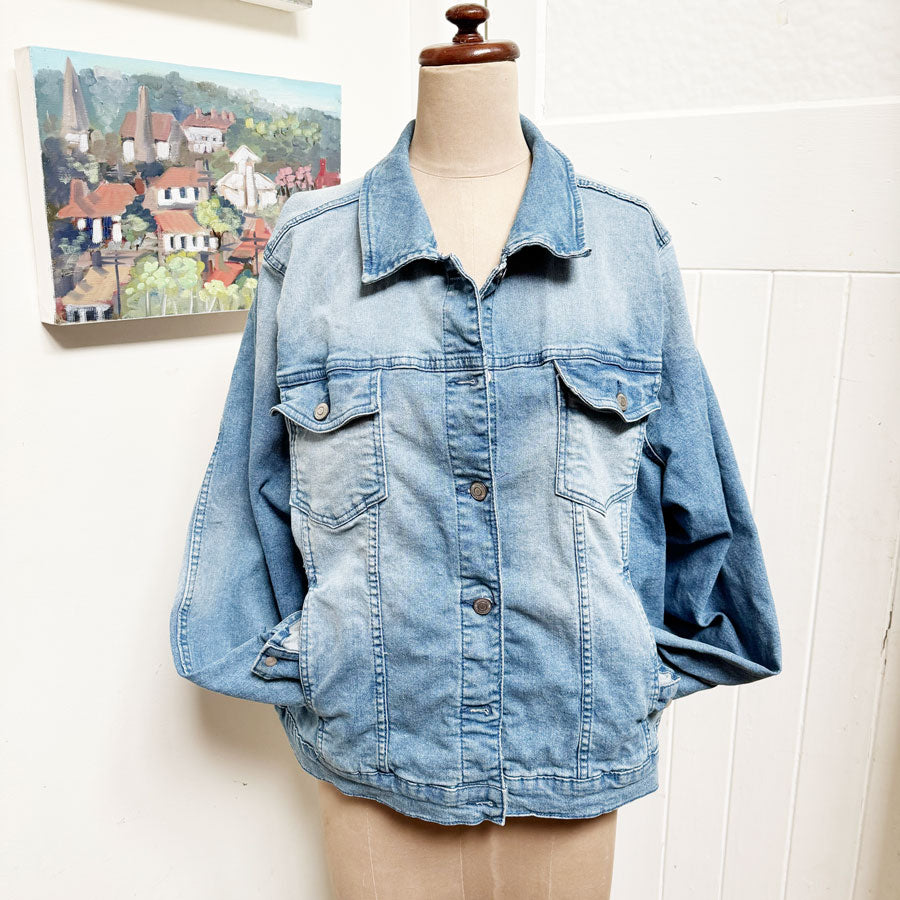 sz 22 rude embroidered doily denim jacket