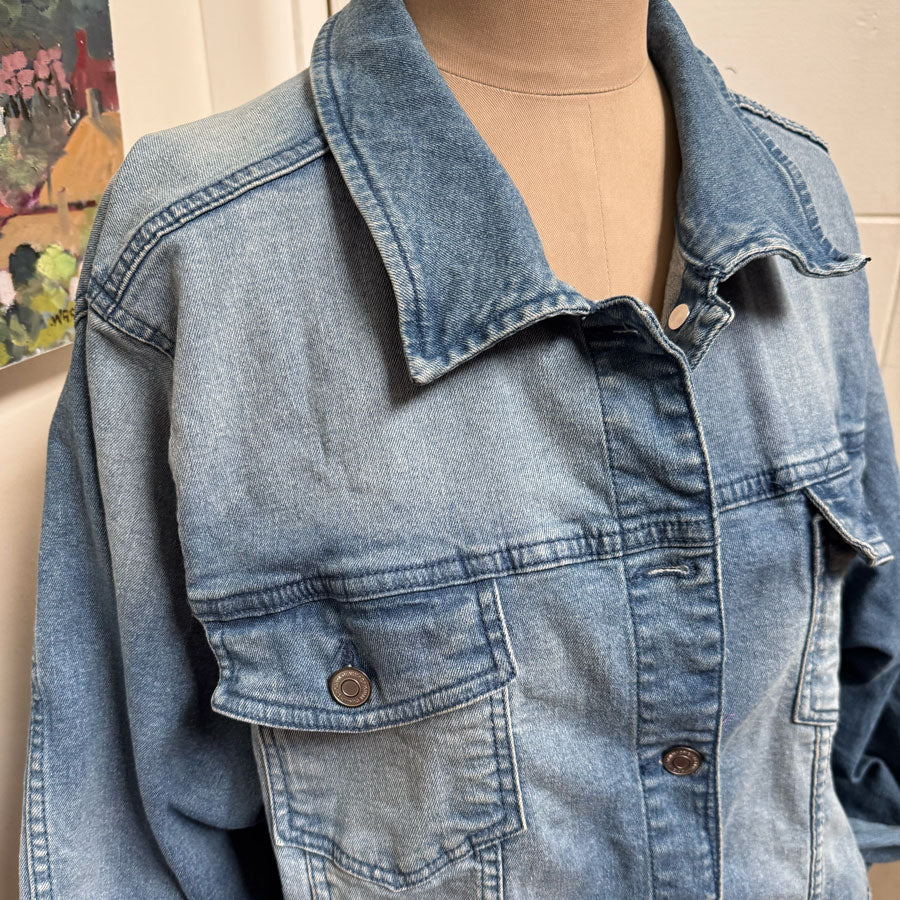 sz 22 rude embroidered doily denim jacket