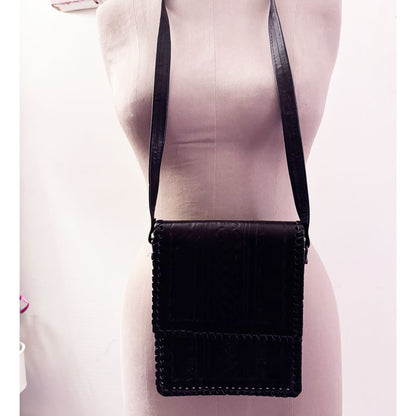 Black leather tooled bag