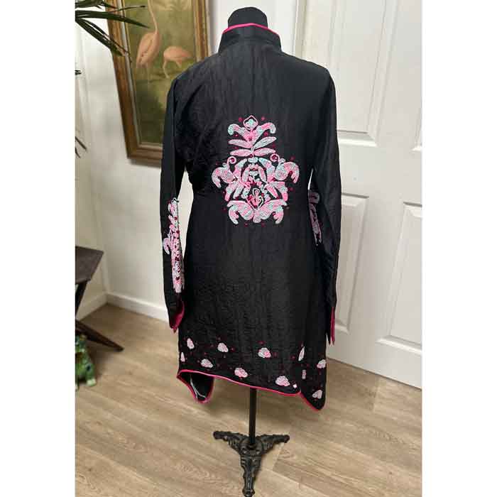 Black embroidered long tunic