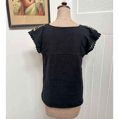 Black Mexican peasant style blouse
