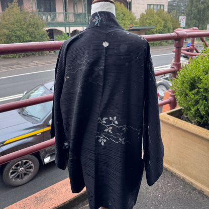 Black sparkly leaves kimono jacket