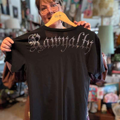 sz L Sparkly Eagle black t shirt