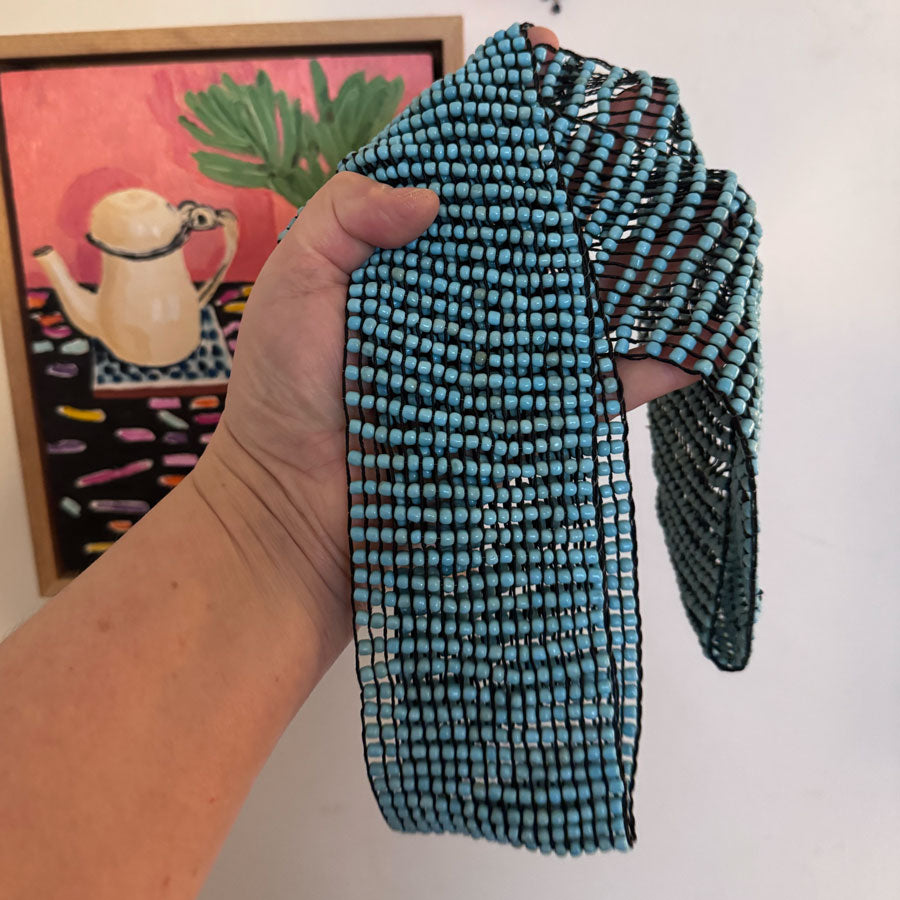 Blue beaded belt