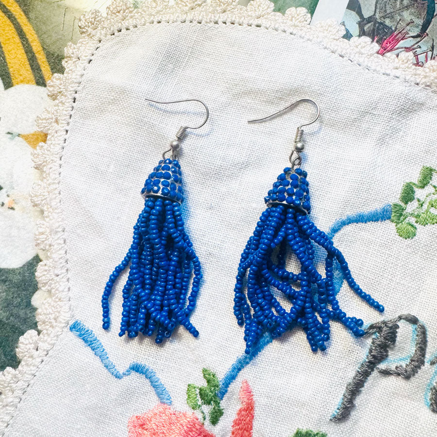 Blue beaded earrings