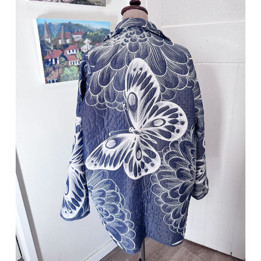 Blue Butterfly upcycled jacket