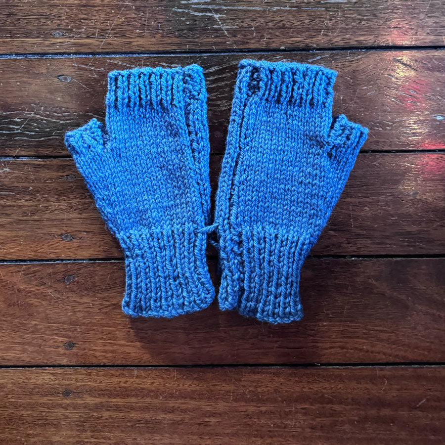 Petrol blue fingerless gloves