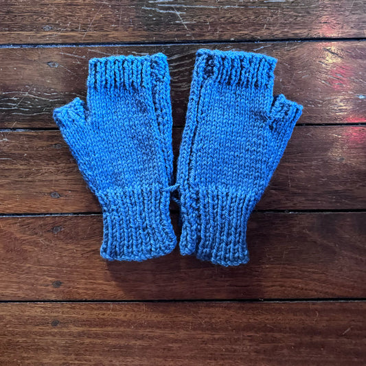 Petrol blue fingerless gloves