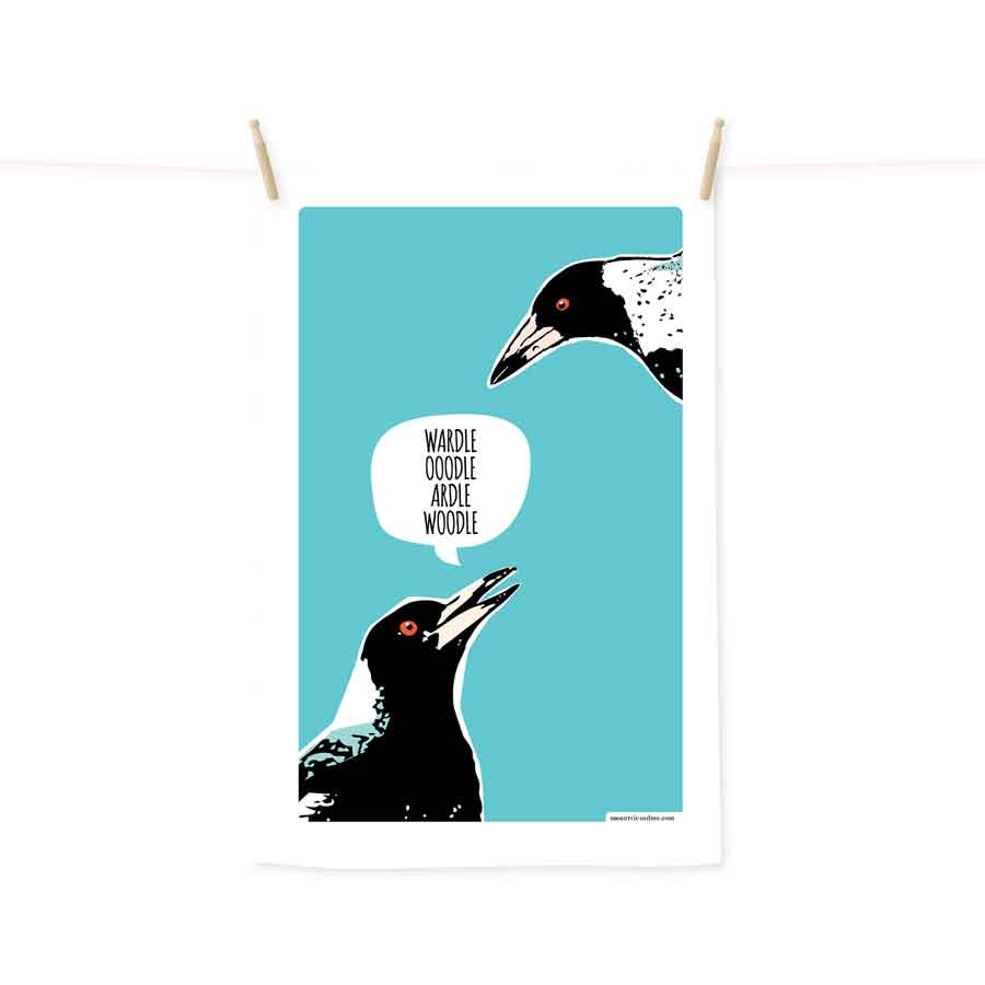 Magpie Talk  tea towel