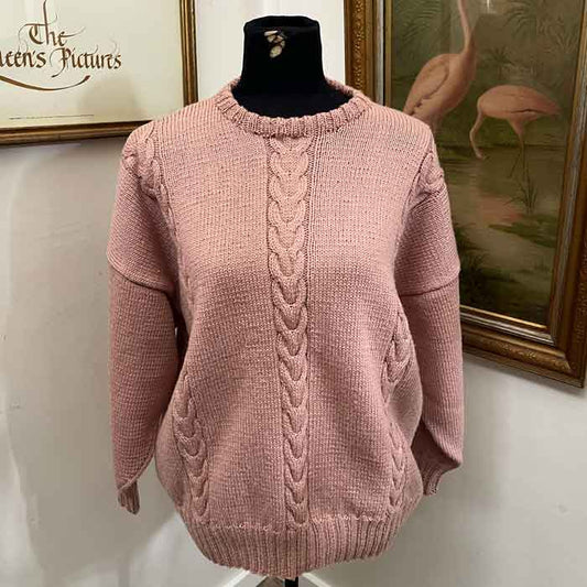 Sz M-L blush pink cable knit jumper