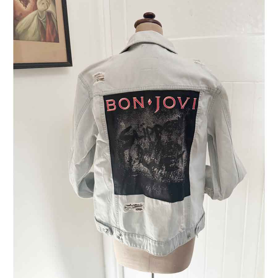 sz M mens Bon Jovi denim jacket