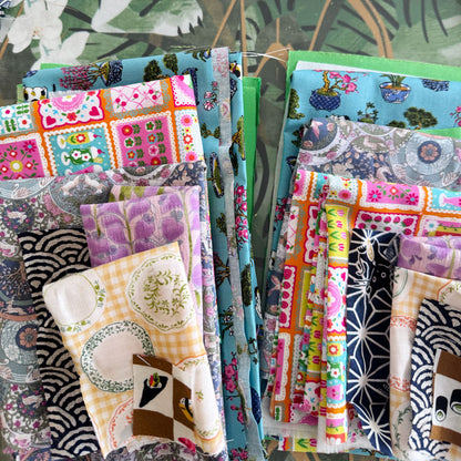 Japanese fabric pack bonsai and china plates