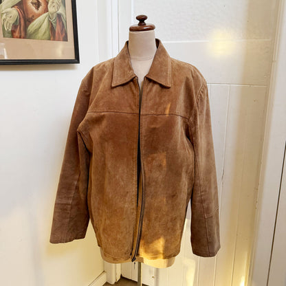 sz XL brown suede zip up jacket