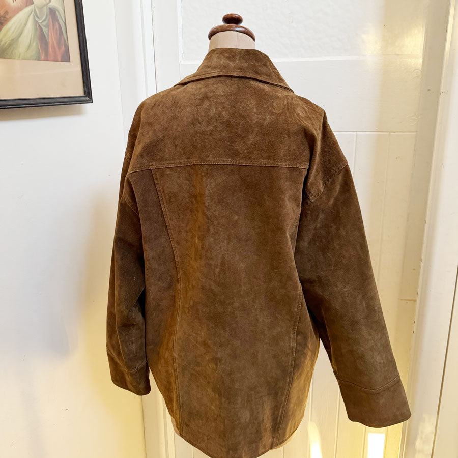 sz XL brown suede zip up jacket