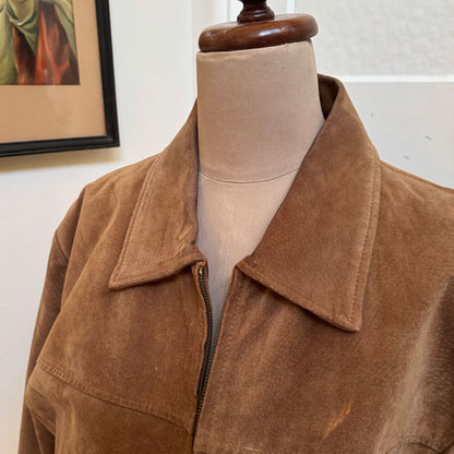 sz XL brown suede zip up jacket