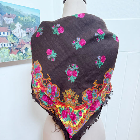 Brown rose vintage scarf