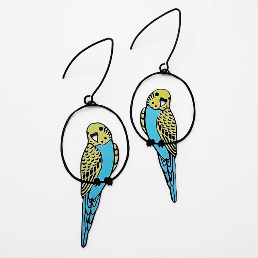 Budgie blue earrings