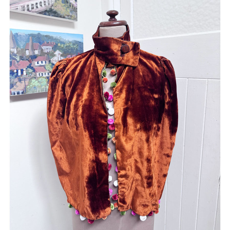 Rust velvet vintage capelet