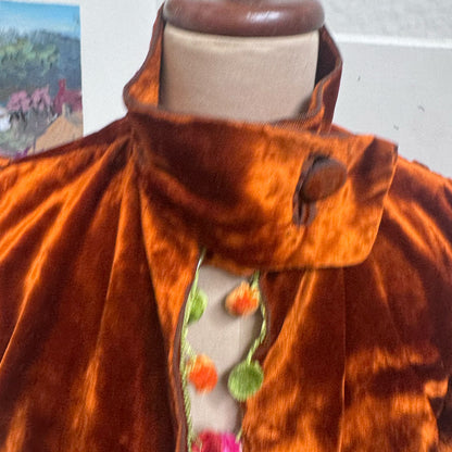 Rust velvet vintage capelet