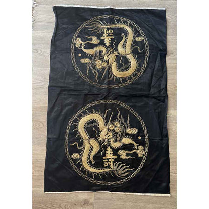 Chinese dragon gold thread silk panel