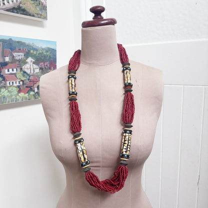 Chunky red beaded necklace