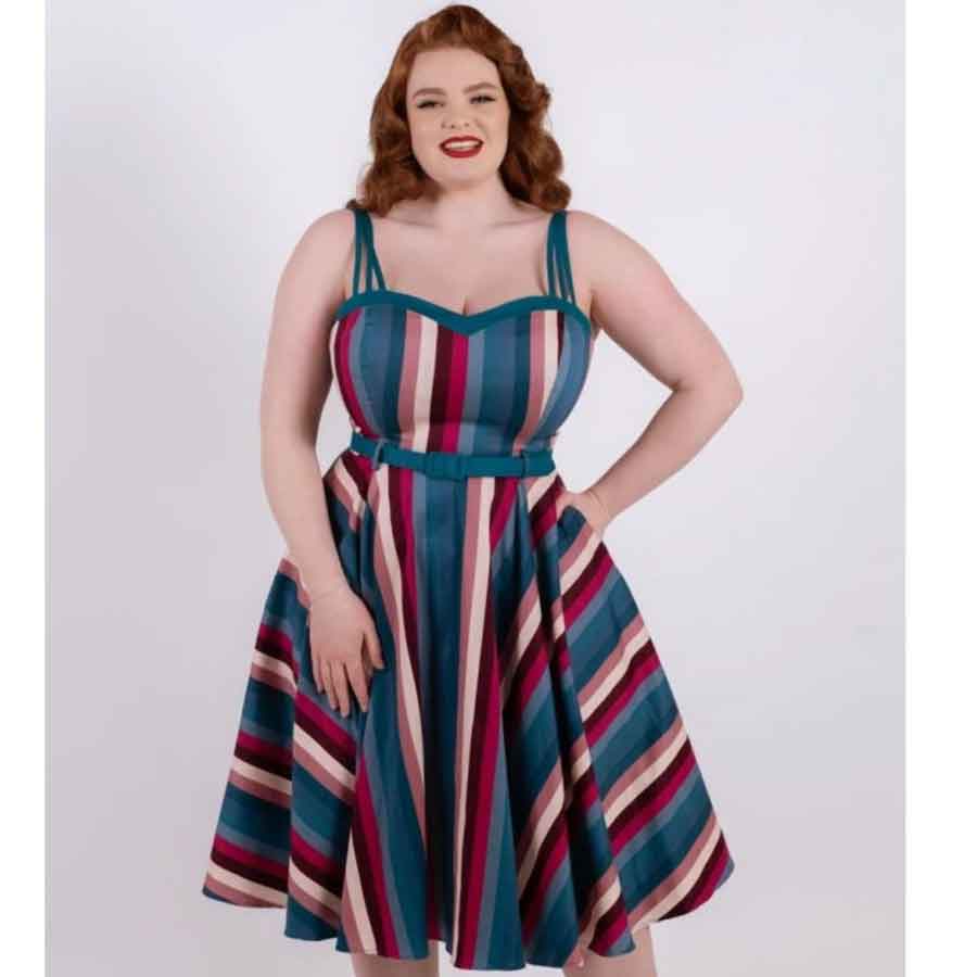 sz 24 5XL Collectif Nova stripe swing dress