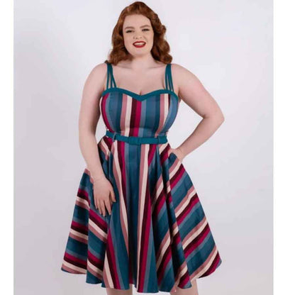 sz 24 5XL Collectif Nova stripe swing dress