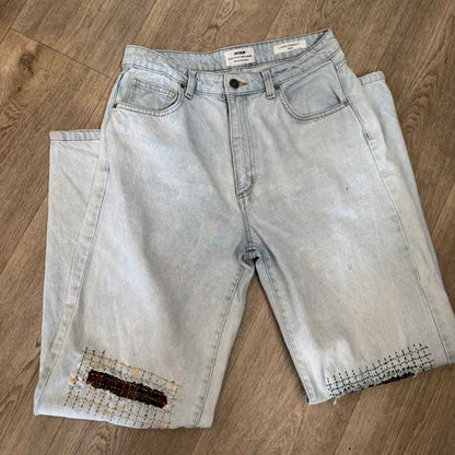 sz 12 Cotton On sashiko pale jeans