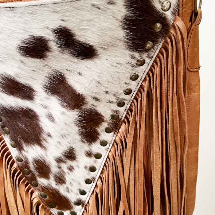 Cowhide fringed bag