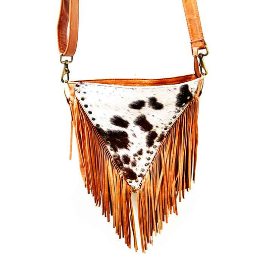 Cowhide fringed bag