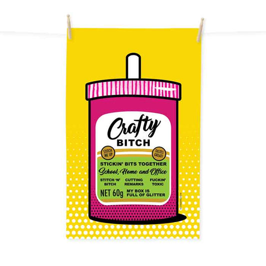 Crafty B#tch pop art tea towel