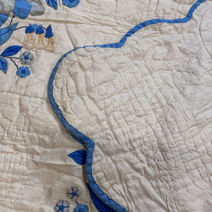 Cream blue vintage quilt
