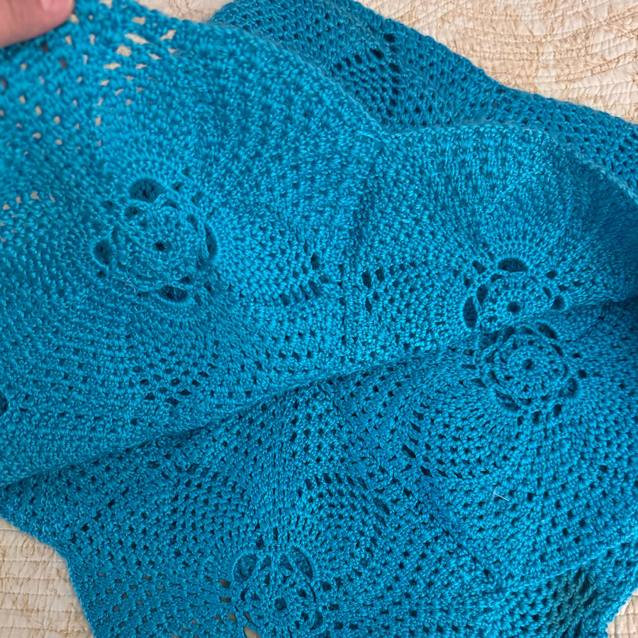 Aqua crochet knee blanket