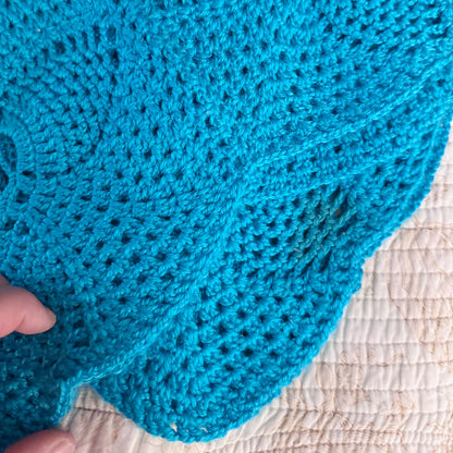 Aqua crochet knee blanket