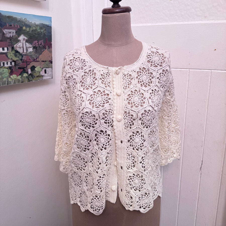 Off white crochet cardigan