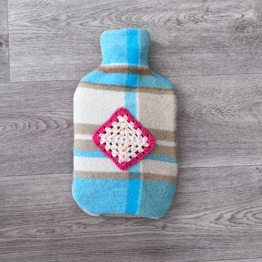 Crochet diamond hot water bottle cover
