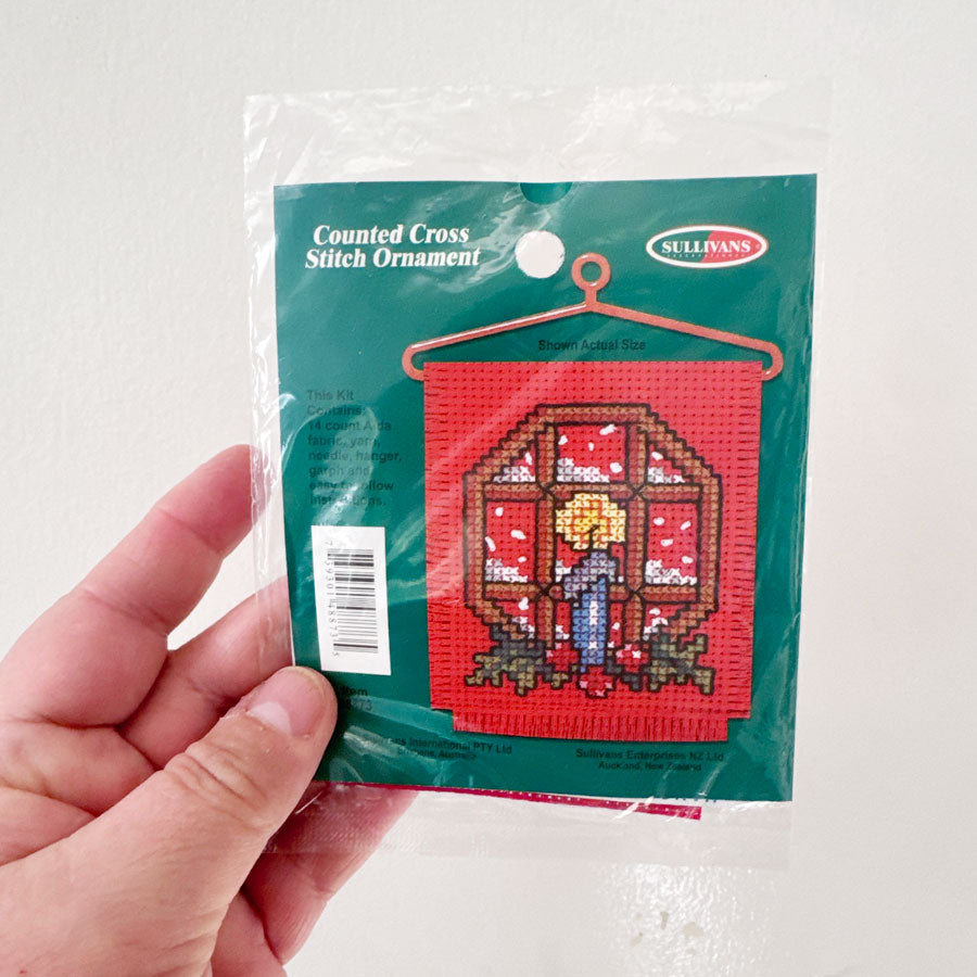 Counted cross stitch ornament candle