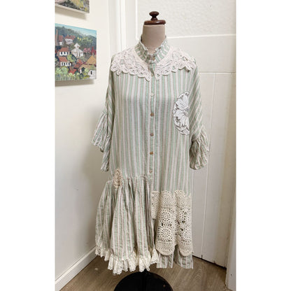 sz 3XL curvy doilied striped dress