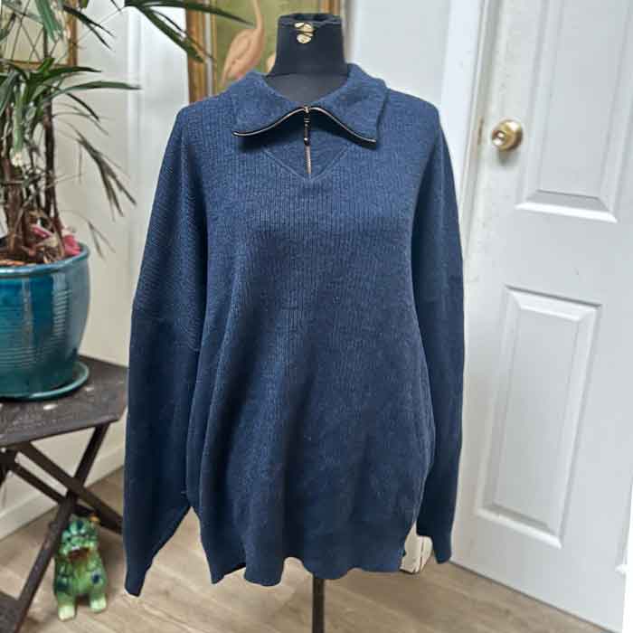 sz 3XL Navy zip wool jumper