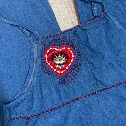 sz L upcycled sparkly eye overalls