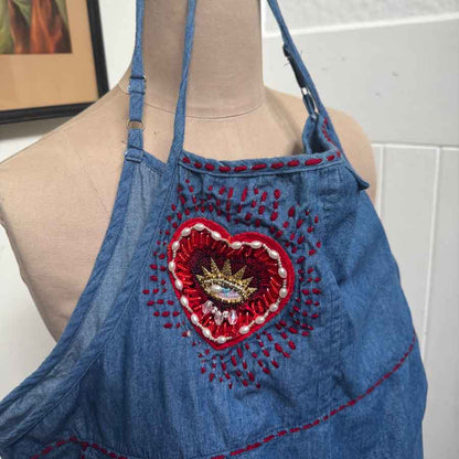 sz L upcycled sparkly eye overalls