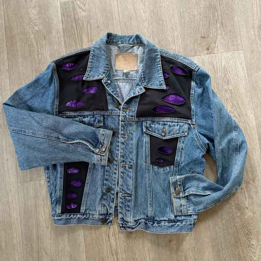 sz M mens denim upcycled jacket